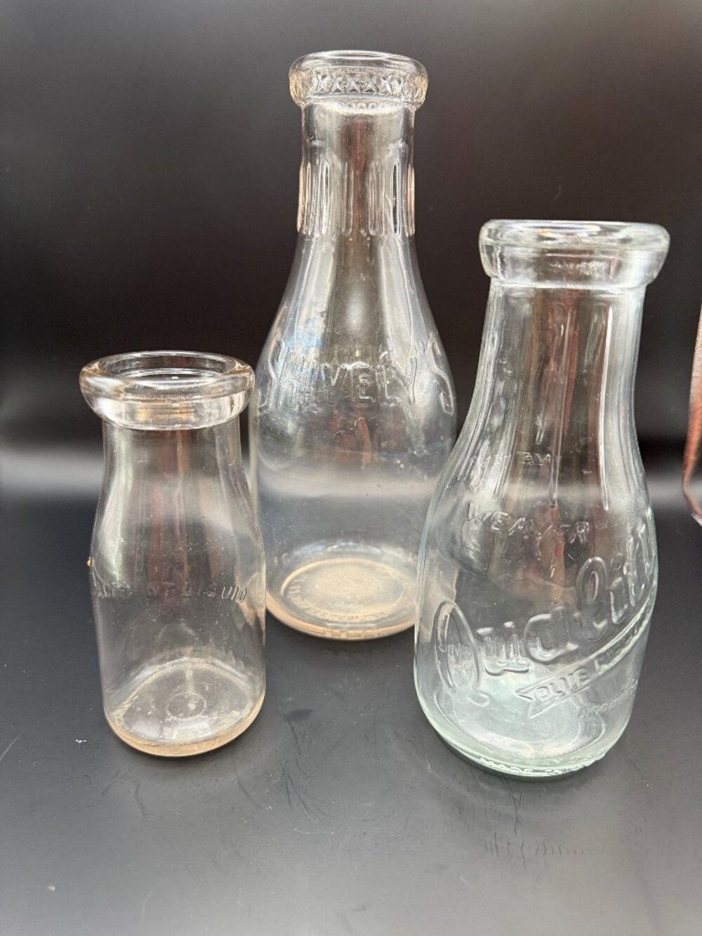 Vintage Milk Bottle Set of 3 – Shively’s & Weaver – Quart, Pint, Half Pint